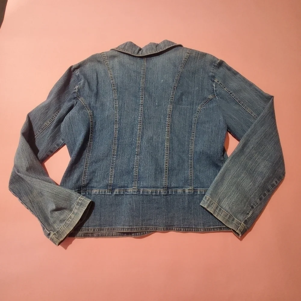 Vintage 2000s Y2k 00s Jean Jacket Rhinestones Bling Erika - Picture 8 of 11